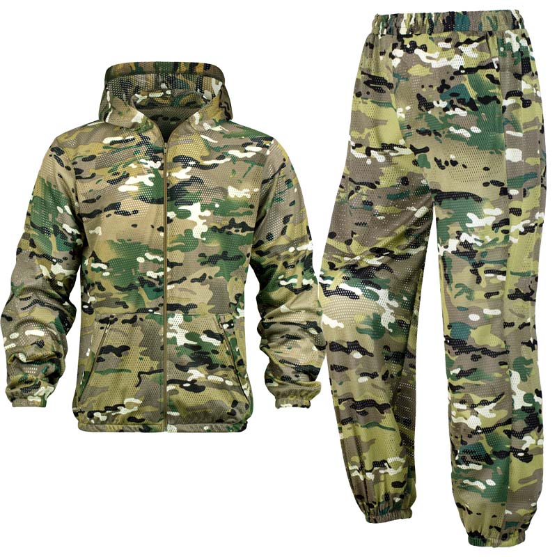 Hunting Outdoor Apparel - 여름용 시원한 메쉬 위장복 후드 지퍼